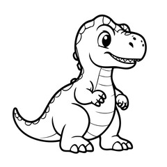 Vector illustration of a cute TRex doodle for kids colouring page