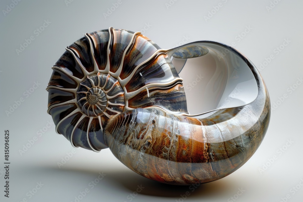 Poster A shell shaped object on a white surface. Suitable for various design projects