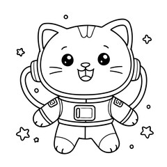 Simple vector illustration of Cat drawing for children page