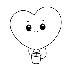 Simple vector illustration of Balloon for toddlers colouring page