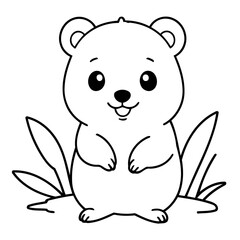 Vector illustration of a cute quokka doodle for toddlers worksheet