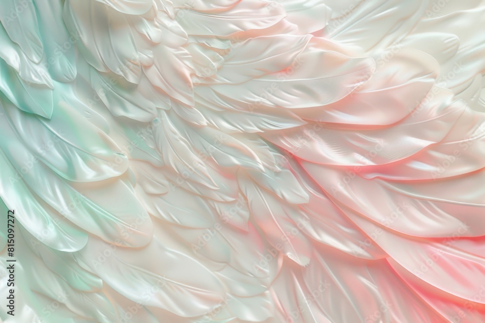 Poster detailed view of a white and pink feather. suitable for various design projects