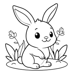 Cute vector illustration rabbit doodle colouring activity for kids