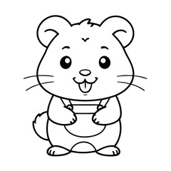 Simple vector illustration of Hamster for kids coloring page