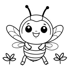 Vector illustration of a cute BumbleBee drawing for toddlers book
