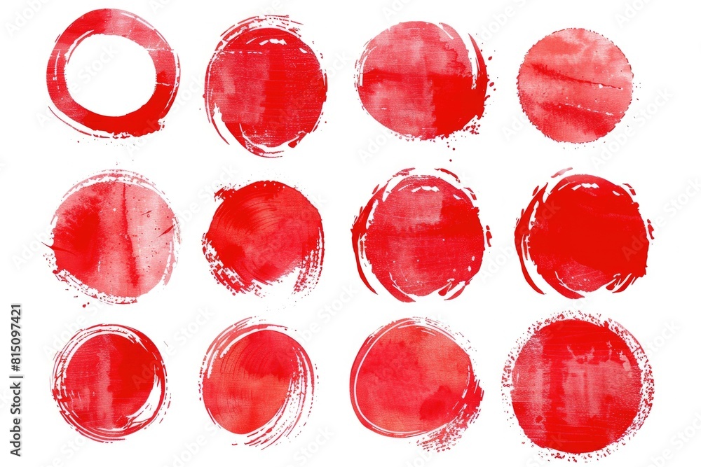 Poster red circles painted on a white surface, suitable for graphic design projects