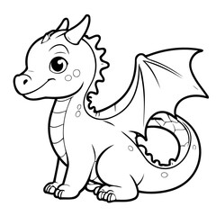 Cute vector illustration Dragon hand drawn for kids page