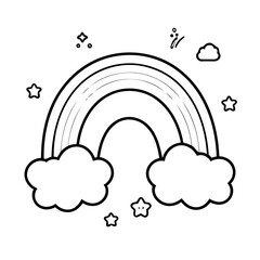 Vector illustration of a cute Rainbow drawing for children page