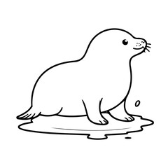Cute vector illustration Seal hand drawn for kids page