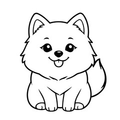 Vector illustration of a cute Pomsky drawing for kids colouring activity