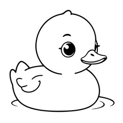 Simple vector illustration of Duck drawing for kids colouring page