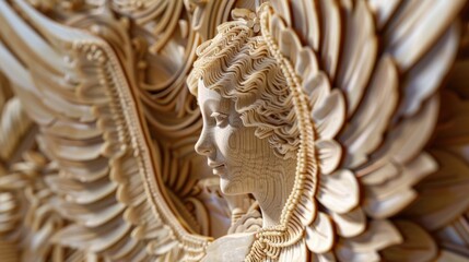 Detailed view of an angel statue, suitable for religious or memorial themes