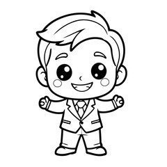 Vector illustration of a cute Businessman doodle colouring activity for kids