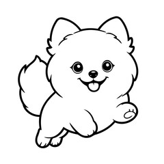 Simple vector illustration of Pomeranian hand drawn for kids page