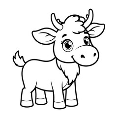 Simple vector illustration of moose drawing for toddlers colouring page
