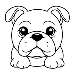 Simple vector illustration of Bulldog hand drawn for kids coloring page