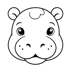 Simple vector illustration of Hippo drawing for kids page