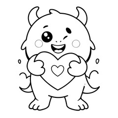 Simple vector illustration of Monster outline for colouring page