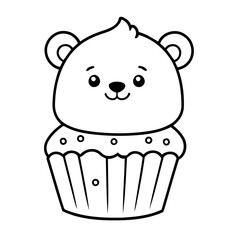 Cute vector illustration Bear drawing for kids colouring activity