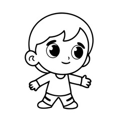 Vector illustration of a cute Artist drawing for toddlers colouring page