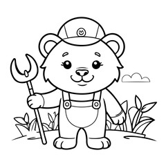 Vector illustration of a cute Lion doodle for toddlers coloring activity