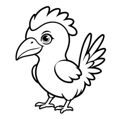 Vector illustration of a cute hornbill doodle for kids colouring page