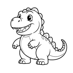 Vector illustration of a cute TRex drawing for kids page