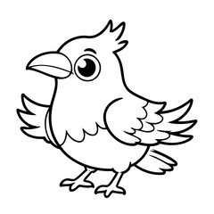 Simple vector illustration of Raven outline for colouring page