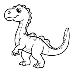Cute vector illustration Dino drawing for toddlers colouring page