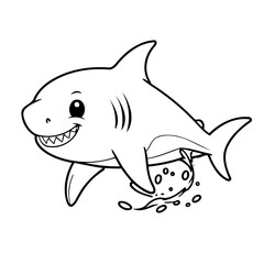Vector illustration of a cute Shark doodle for toddlers worksheet