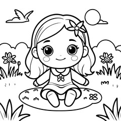 Cute vector illustration Girl drawing for toddlers book