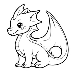 Vector illustration of a cute Dragon drawing for toddlers book