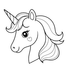 Simple vector illustration of Unicorn doodle for toddlers worksheet