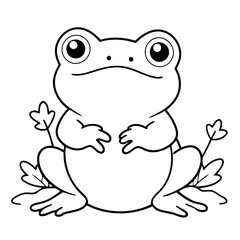 Cute vector illustration Frog drawing for children page