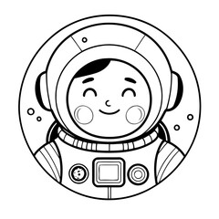 Cute vector illustration Astronaut doodle for kids colouring page