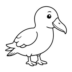 Cute vector illustration Albatross doodle colouring activity for kids