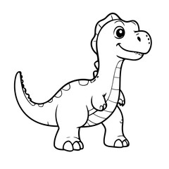 Cute vector illustration Dino drawing for toddlers colouring page
