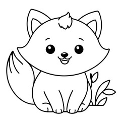 Simple vector illustration of Fox drawing for toddlers coloring activity