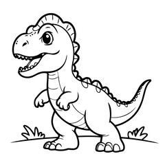 Cute vector illustration TRex doodle for toddlers worksheet