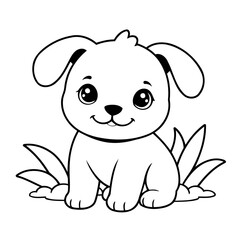 Cute vector illustration puppy drawing for colouring page
