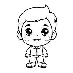 Simple vector illustration of Boy drawing for children page