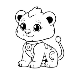 Simple vector illustration of LionRobot drawing for toddlers book