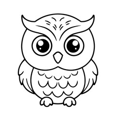 Cute vector illustration Owl drawing for kids colouring activity