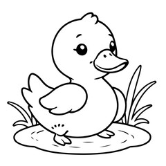 Cute vector illustration duck for kids colouring page