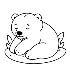 Simple vector illustration of Polarbear outline for colouring page