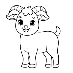 Cute vector illustration Goat doodle for children worksheet