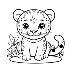 Simple vector illustration of jaguar for toddlers colouring page