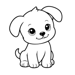 Simple vector illustration of puppy doodle for toddlers worksheet