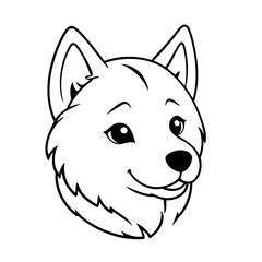 Simple vector illustration of Husky drawing colouring activity