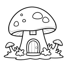 Vector illustration of a cute mushroom drawing for toddlers book